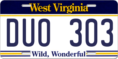 WV license plate DUO303