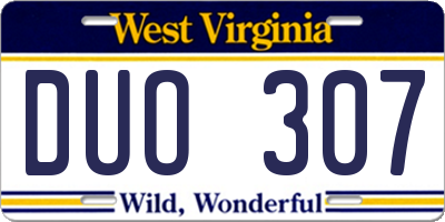 WV license plate DUO307