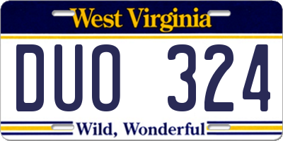WV license plate DUO324