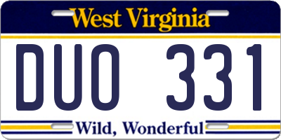 WV license plate DUO331