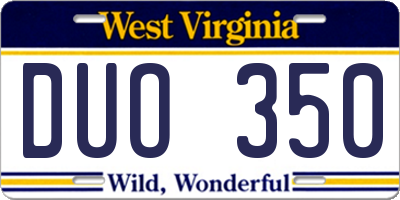 WV license plate DUO350