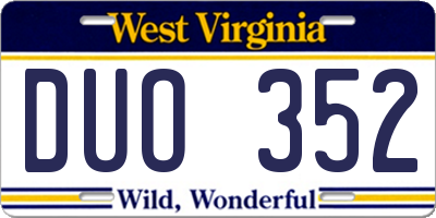 WV license plate DUO352