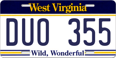 WV license plate DUO355