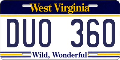 WV license plate DUO360