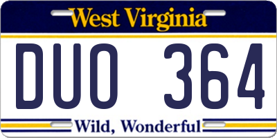 WV license plate DUO364