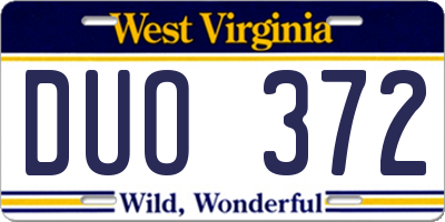 WV license plate DUO372