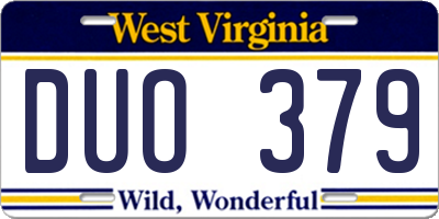 WV license plate DUO379