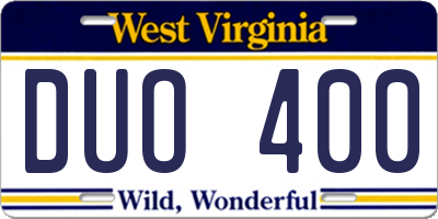 WV license plate DUO400