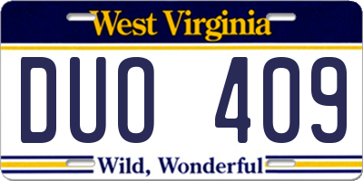 WV license plate DUO409