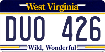 WV license plate DUO426