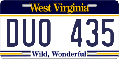 WV license plate DUO435