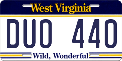 WV license plate DUO440