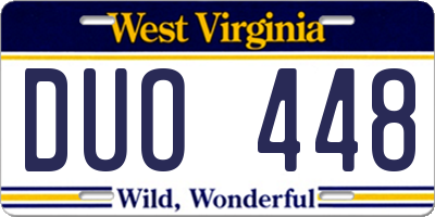 WV license plate DUO448