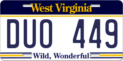 WV license plate DUO449