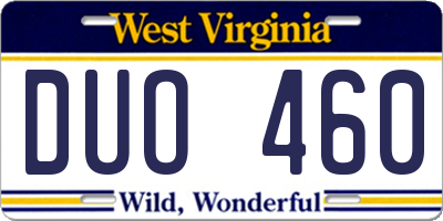 WV license plate DUO460