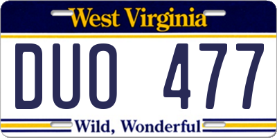 WV license plate DUO477