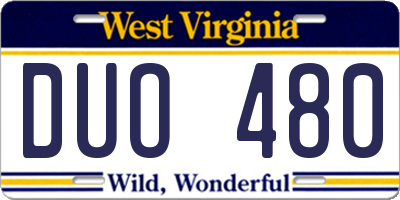 WV license plate DUO480