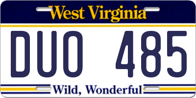 WV license plate DUO485