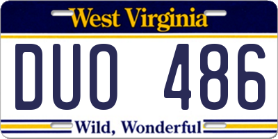 WV license plate DUO486