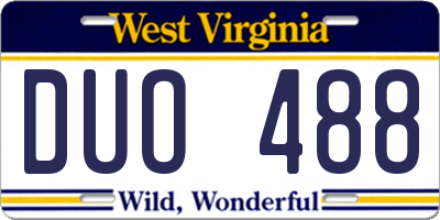 WV license plate DUO488