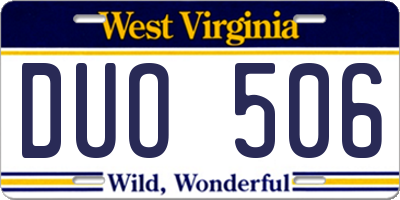 WV license plate DUO506