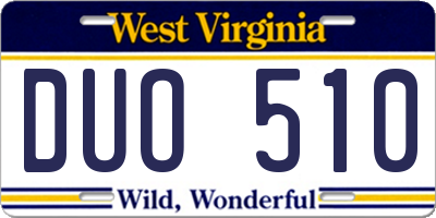 WV license plate DUO510