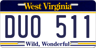 WV license plate DUO511