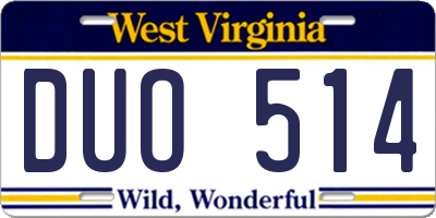 WV license plate DUO514
