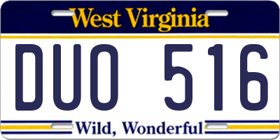 WV license plate DUO516