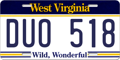 WV license plate DUO518