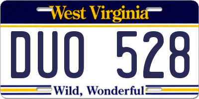 WV license plate DUO528