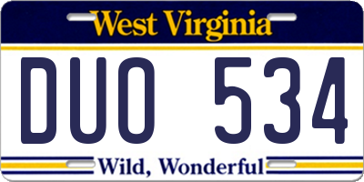 WV license plate DUO534