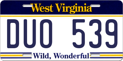 WV license plate DUO539