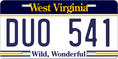 WV license plate DUO541