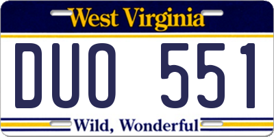 WV license plate DUO551