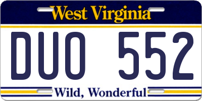 WV license plate DUO552
