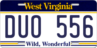 WV license plate DUO556