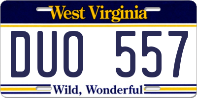 WV license plate DUO557