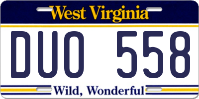 WV license plate DUO558
