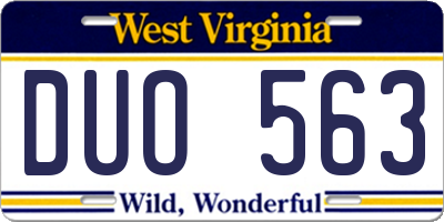 WV license plate DUO563