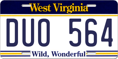 WV license plate DUO564