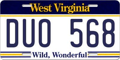 WV license plate DUO568
