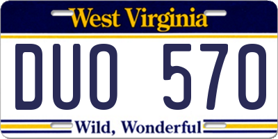 WV license plate DUO570