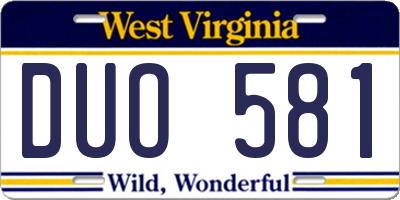 WV license plate DUO581