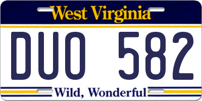 WV license plate DUO582