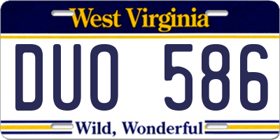 WV license plate DUO586