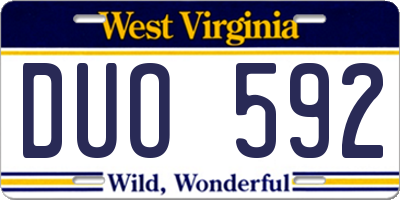 WV license plate DUO592