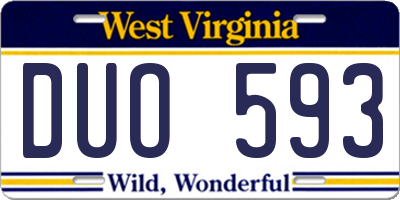 WV license plate DUO593