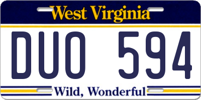 WV license plate DUO594