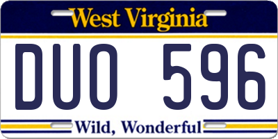WV license plate DUO596
